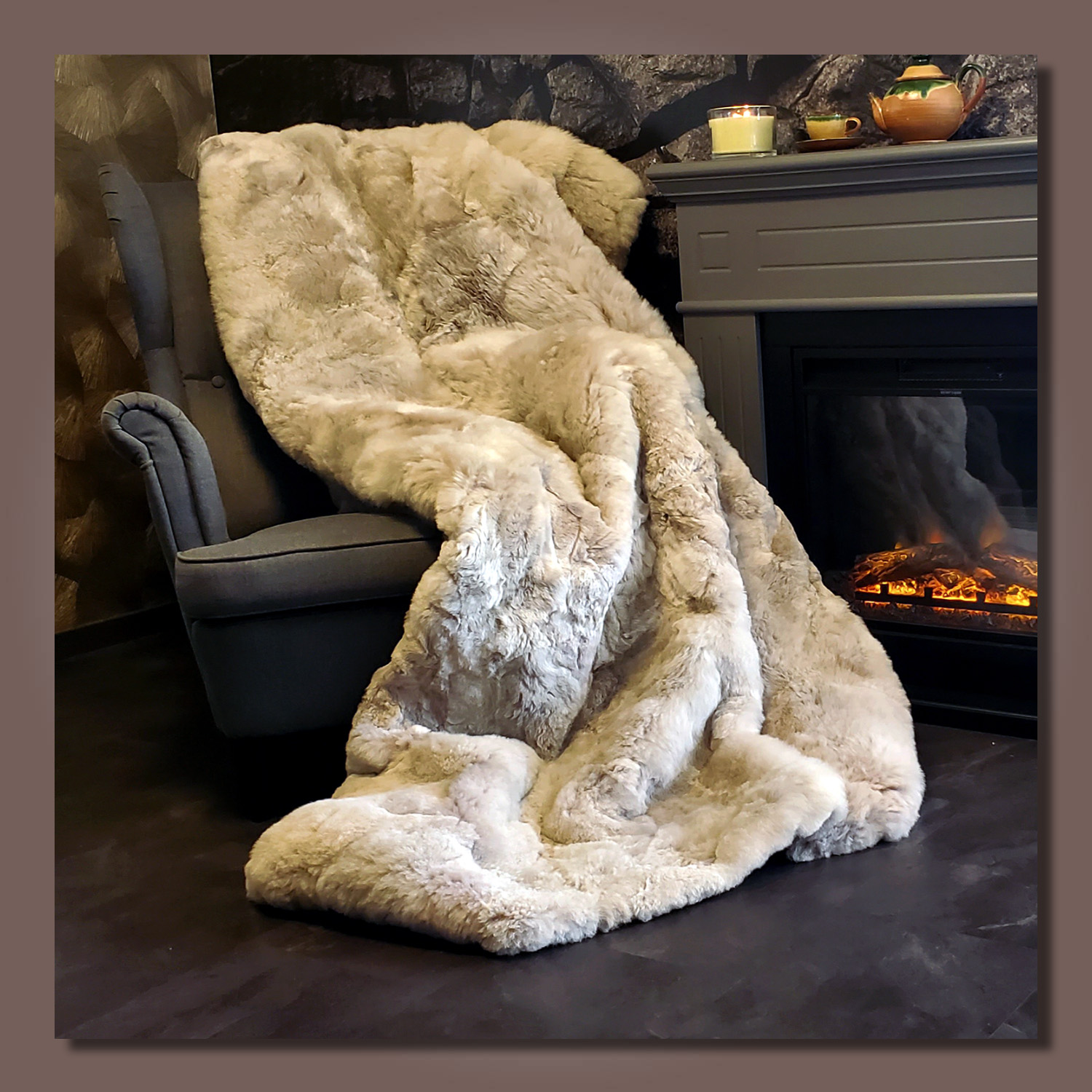 Echtfell-Decke/real fur blanket PREMIUM